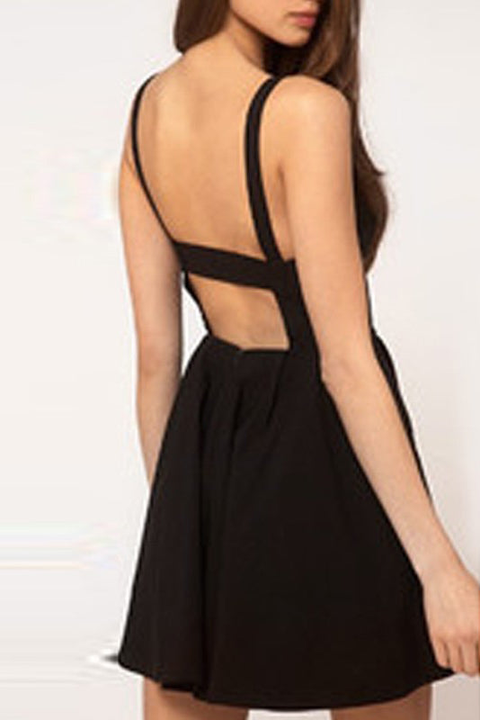 Sexy Spaghetti Strap Backless Short Cheap Black Homecoming Dresses Onl –  QueenaBridal