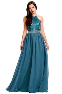 Peacock Strapless A-Line Floor-Length Chiffon Prom Dress