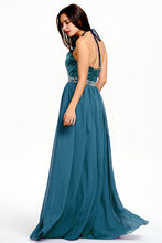 Peacock Strapless A-Line Floor-Length Chiffon Prom Dress