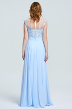 Scoop Neckline Sweetheart Floor-Length Chiffon Sheer Lace Top Bridesmaid Dresses