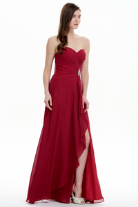 Sexy Tube Top Prom Dresses with Beading & Slit