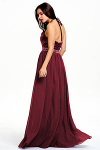 Peacock Strapless A-Line Floor-Length Chiffon Prom Dress