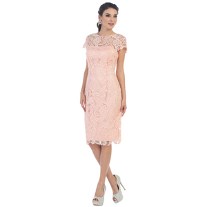 Sheath/Column Sweetheart Knee-Length Cap Sleeve Lace Mother of the Bride Dress