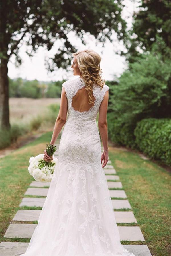 Mermaid Open Back Lace & Tulle Bridal Gowns