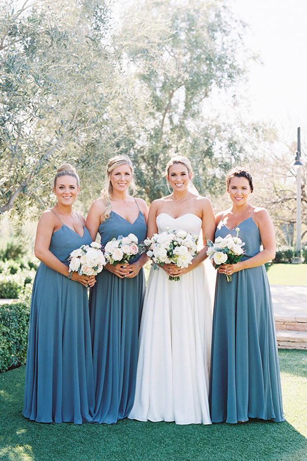 Simple A-Line Spaghetti Straps Bridesmaid Dresses