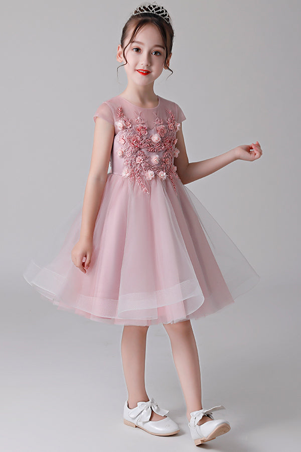 Cap Sleeves Tulle Flower Girl Dresses