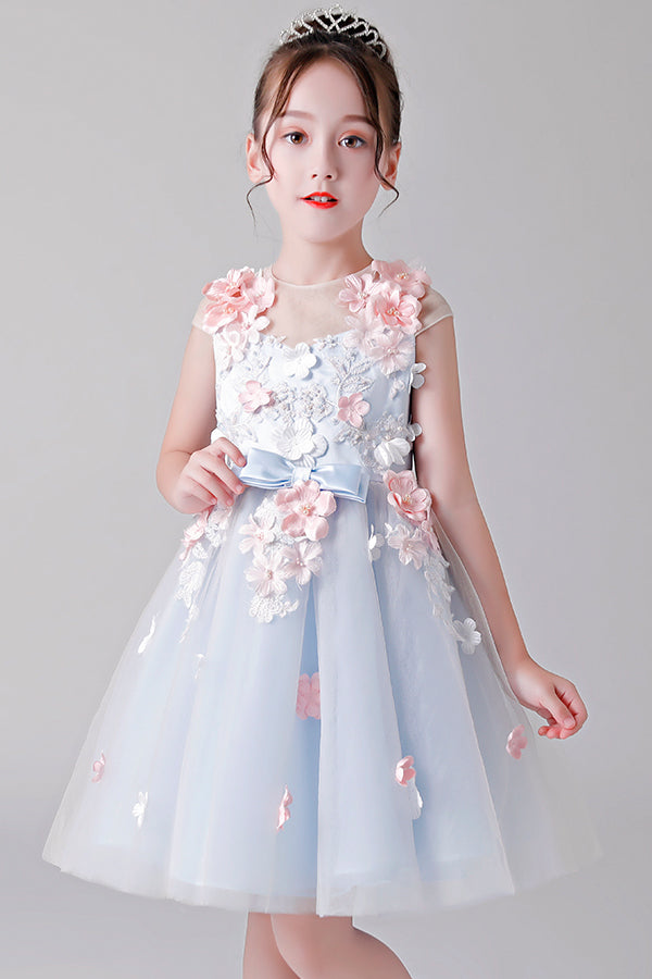 A-Line Cap Sleeves Tulle Flower Girl Dresses