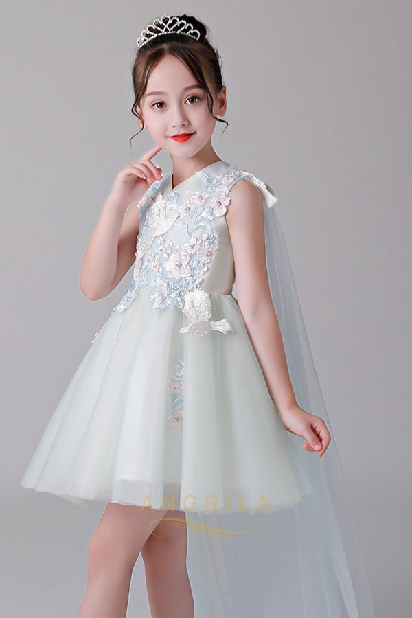 V-Neck Short Flower Girl Dresses