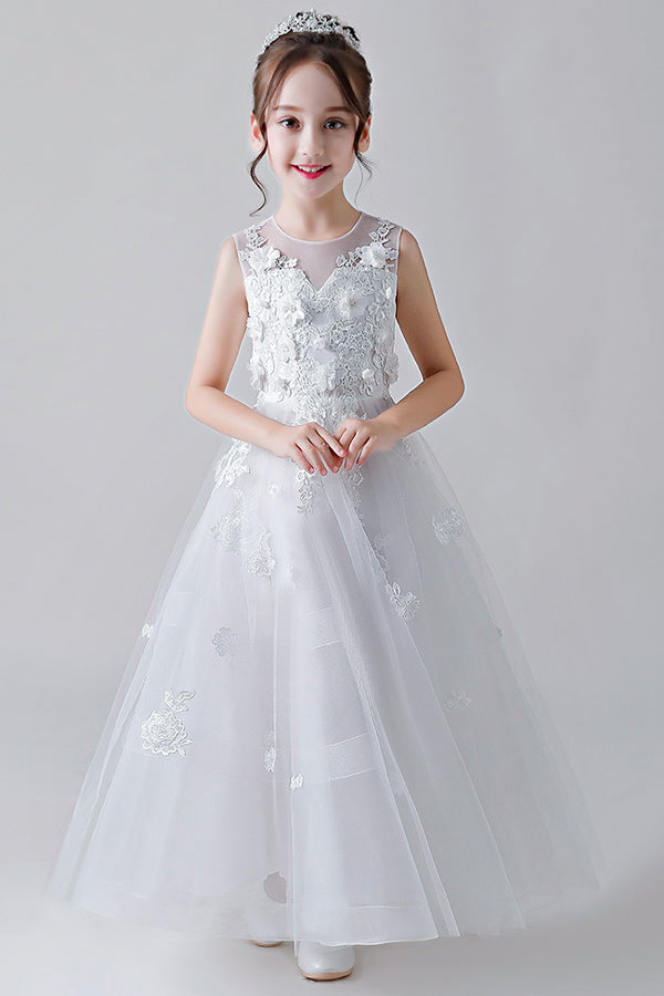 A-Line Jewel Neckline Flower Girl Dresses