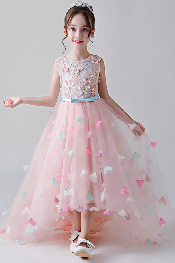 Cute High-Low Jewel Neckline Flower Girl Dresses