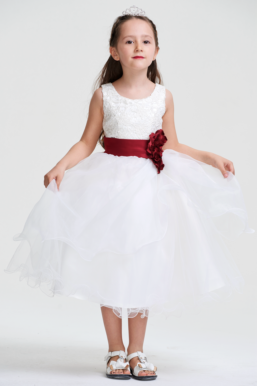 Colored A-line/Princess Scoop Neck Sleeveless Flower Girl Dresses