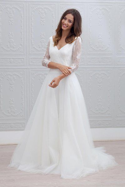 Simple A-Line Wedding Dresses with Sleeves