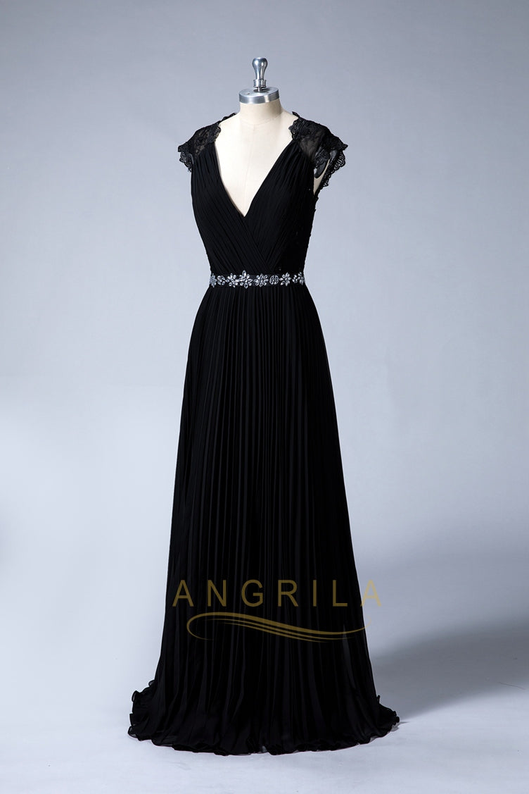 Black V-Neck Elegant Evening Dresses