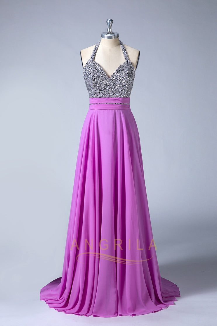 Halter Sweetheart Beading Prom Dresses