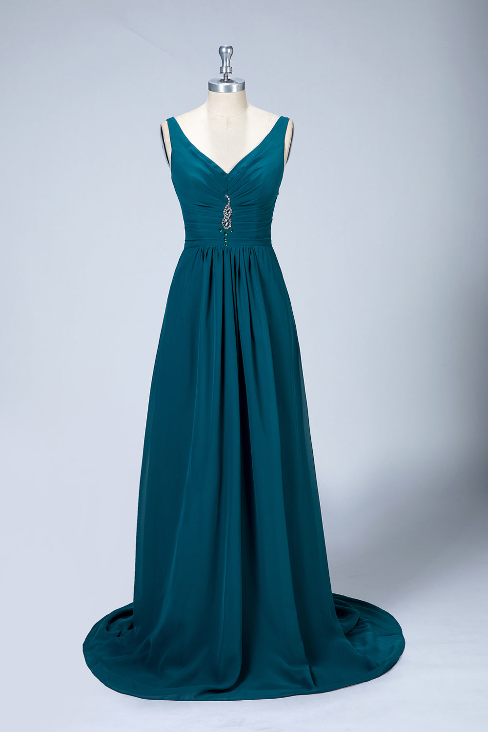 V-Neck Chiffon Long Bridesmaid Dresses