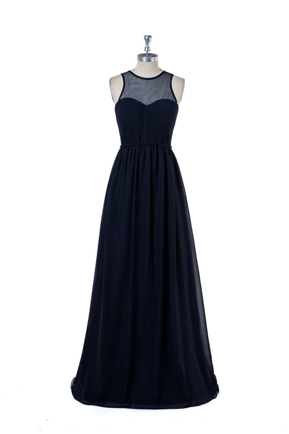 Sleeveless Dark Navy Long Bridesmaid Dresses