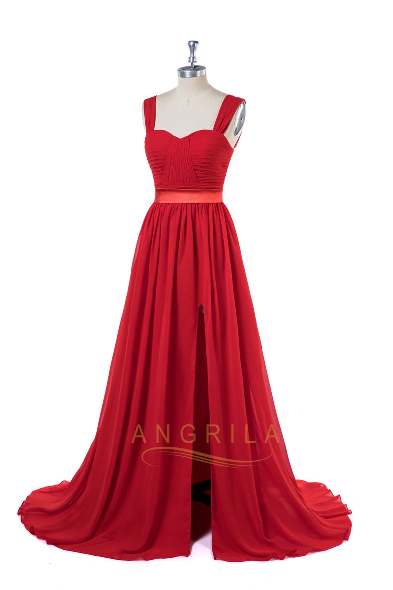 Shoulder Straps A-Line Chiffon Bridesmaid Dresses