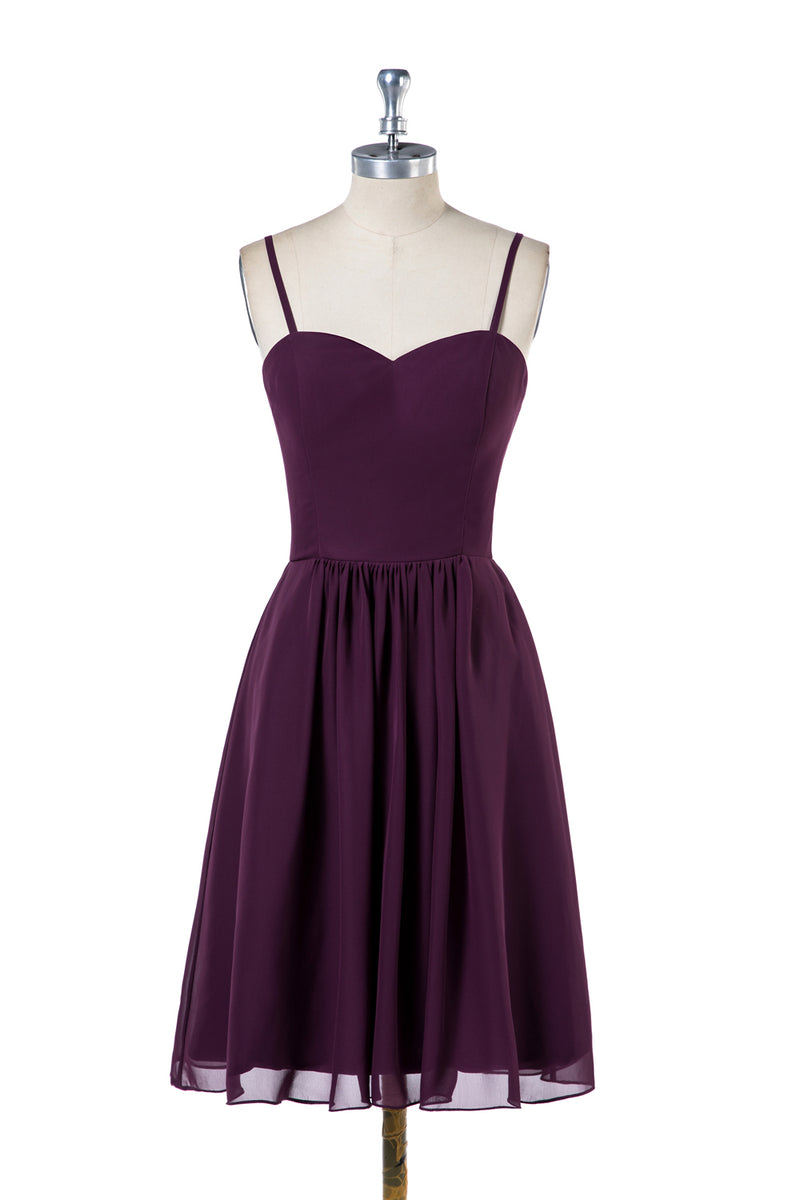 Spaghetti Straps Simple Knee-Length Bridesmaid Dress – Angrila