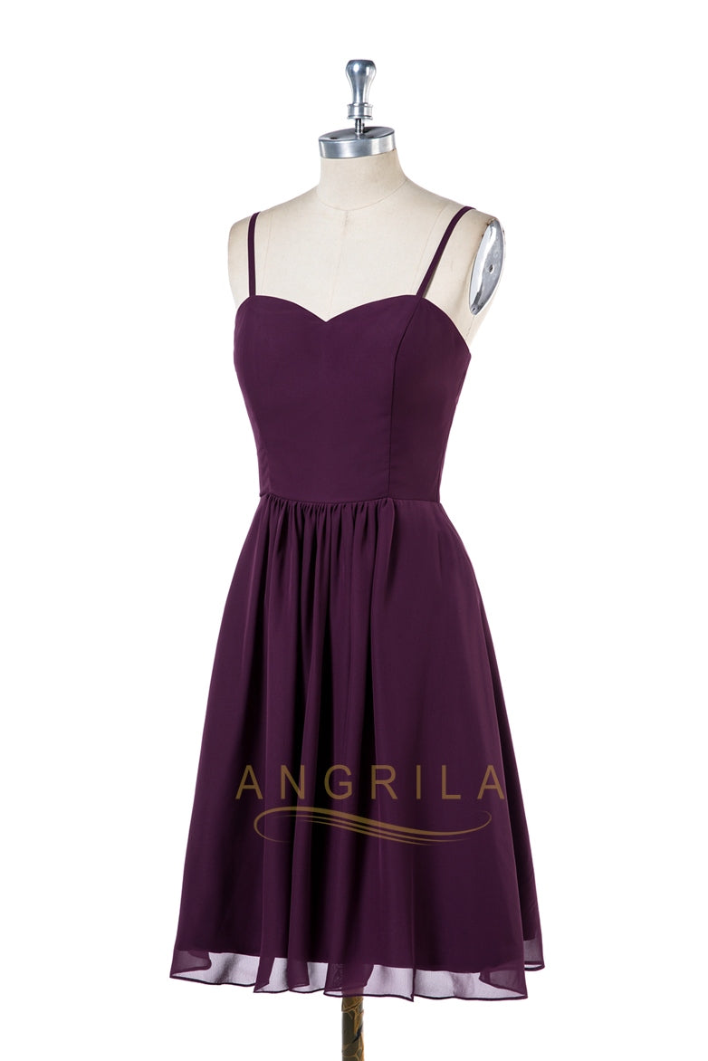 Spaghetti Straps Simple Knee-Length Bridesmaid Dress