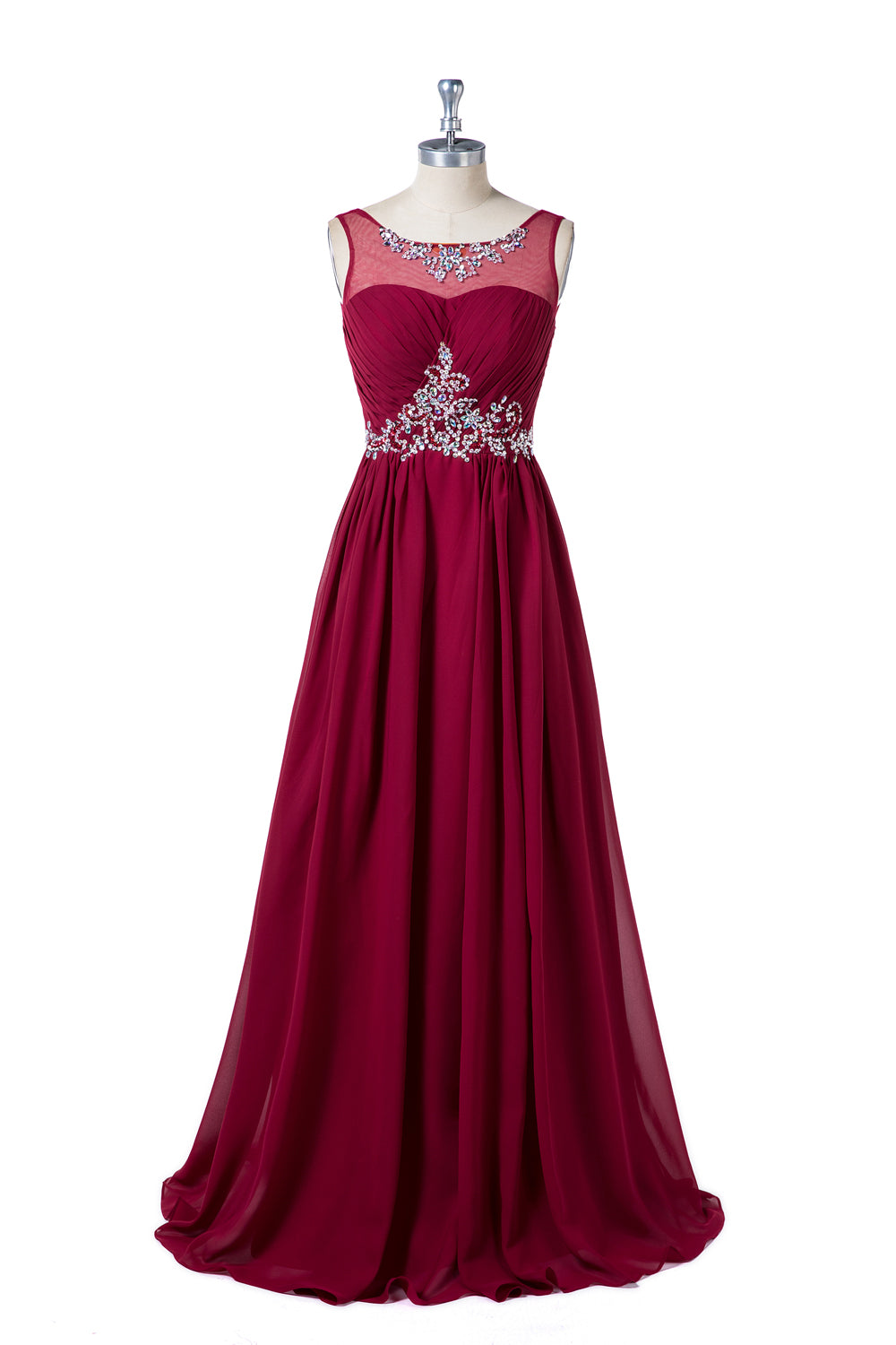 Beading Sleeveless Scoop Neck Formal Dresses