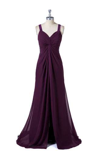 Shoulder Straps Bridesmaid Dresses with Split