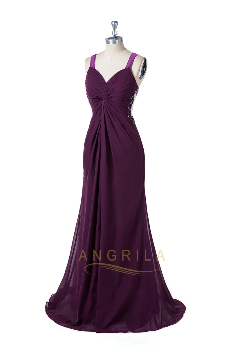 Shoulder Straps Bridesmaid Dresses with Split