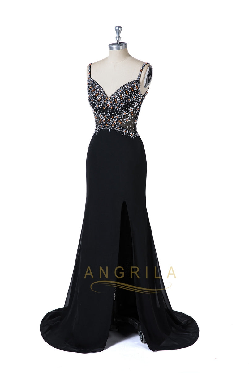 Sweetheart Mermaid Black Beading Evening Dresses