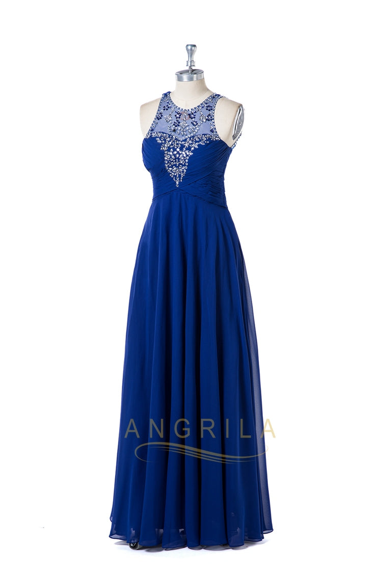 Chiffon Sleeveless Formal Dresses with Beads