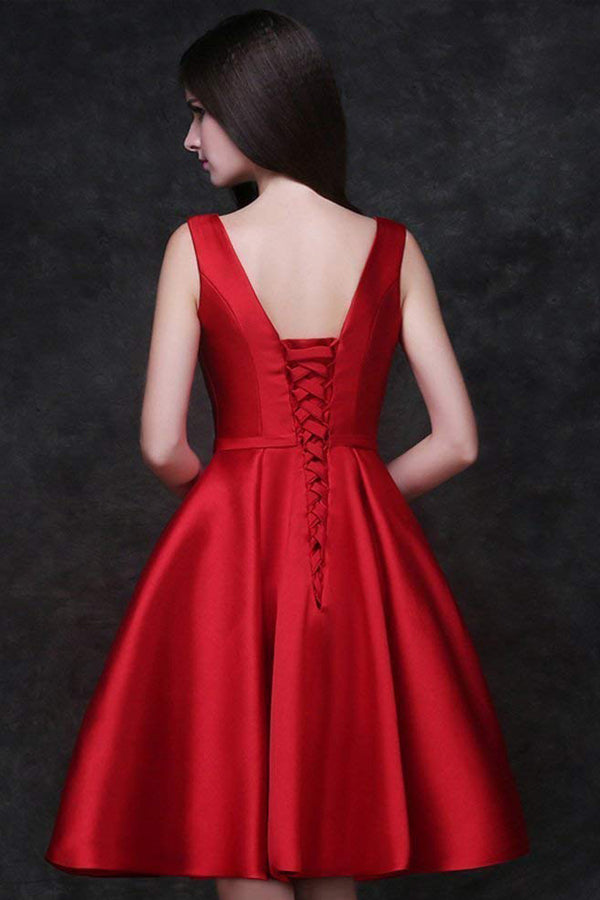 A-Line Knee-Length Satin Homecoming Dress