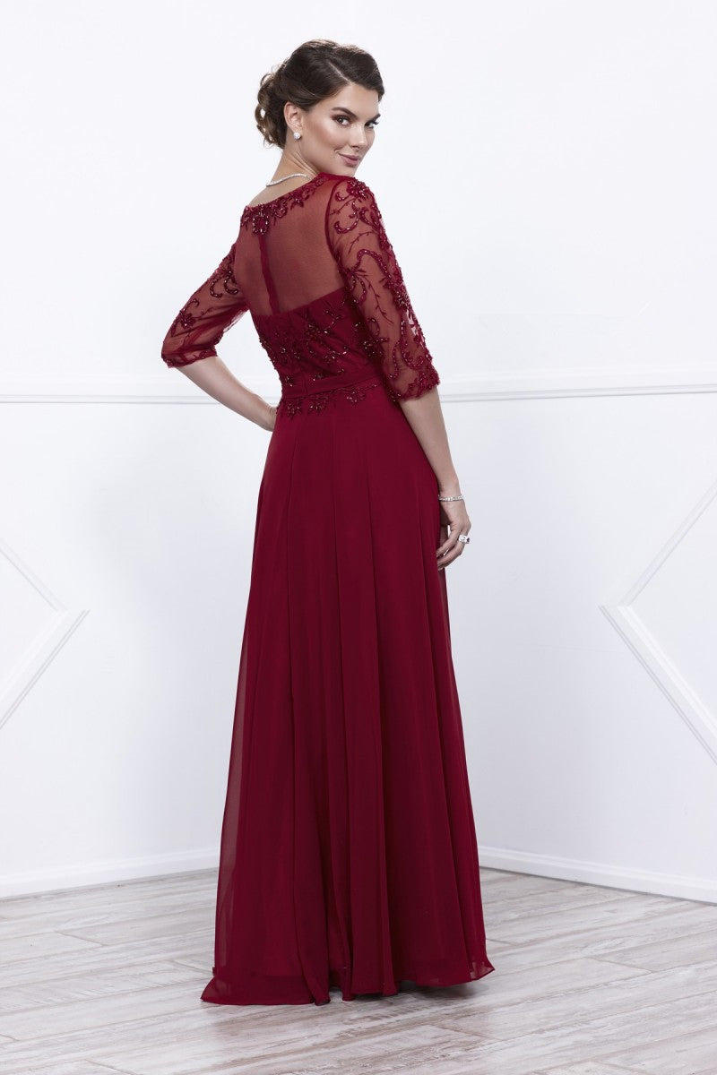 Sleeved Burgundy Mother Dress