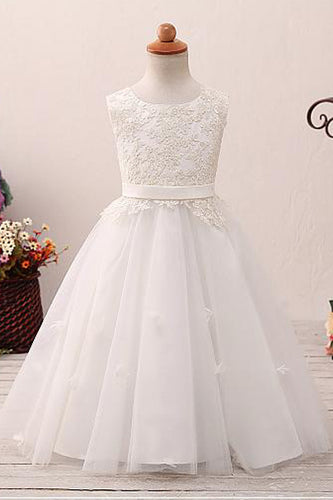 Lace Tutu Sleeveless Scoop Neck Flower Girl Dress