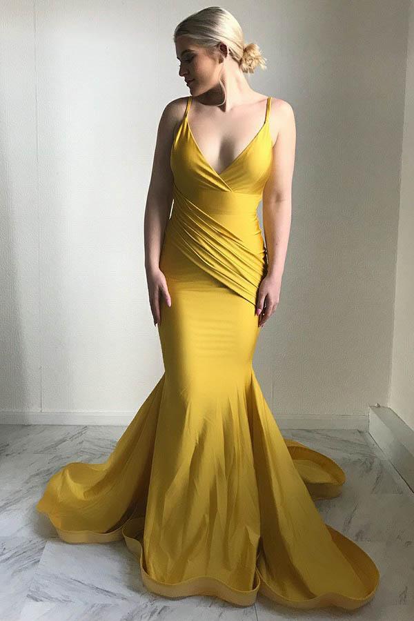 Elegant Mermaid Deep V-Neck Evening Dresses