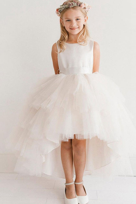 Bateau Sleeveless Asymmetrical Flower Girl Dresses