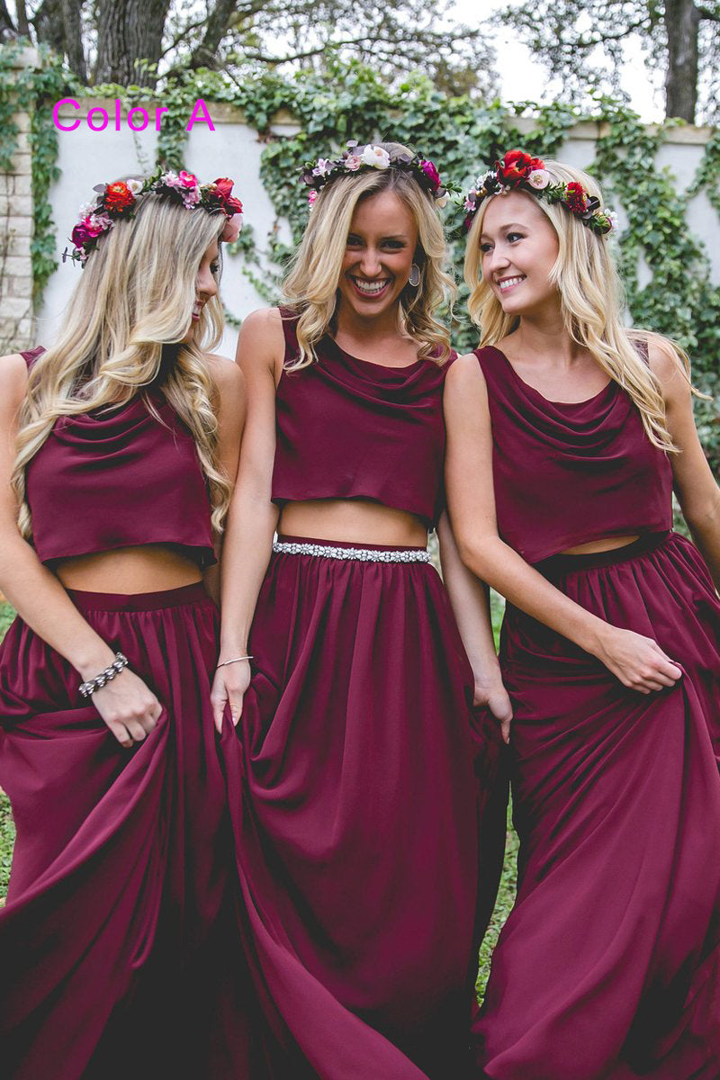 Chiffon Reversible Crop Top Bridesmaid Dresses