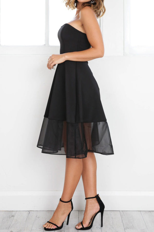 Simple Tulle Sleeveless Knee-length Dress