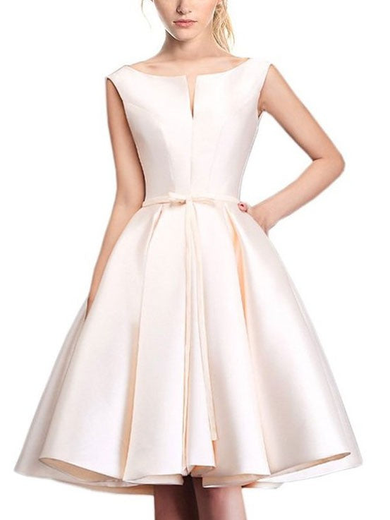 A-Line Knee-Length Satin Homecoming Dress