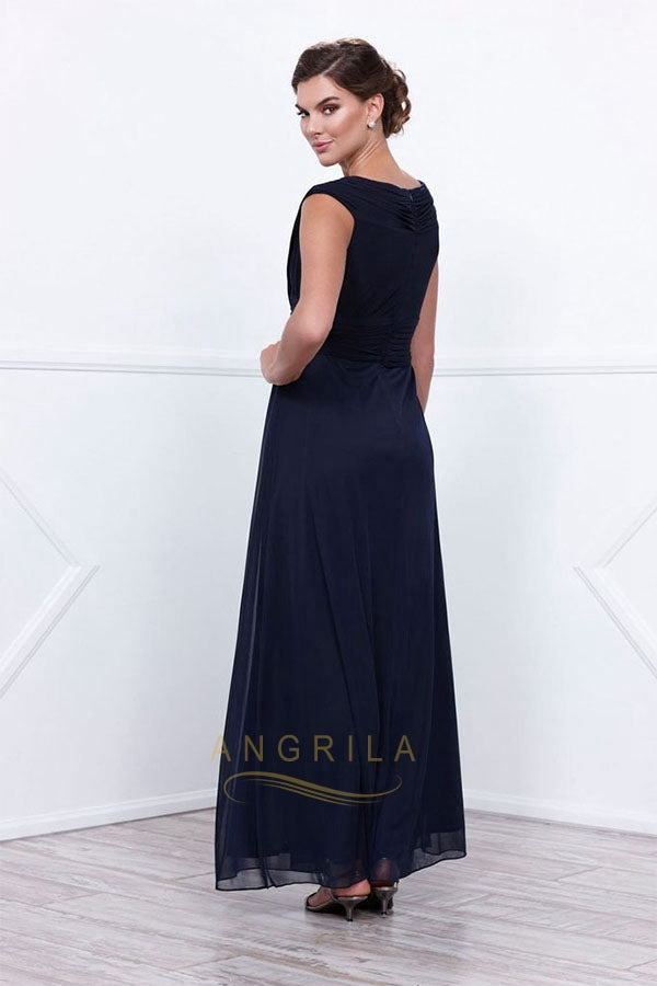 Dark Navy Sleeveless Mother of the Bride Dresses