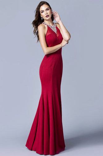 Trumpet/Mermaid Halter Sleeveless Beading Long Prom Dresses