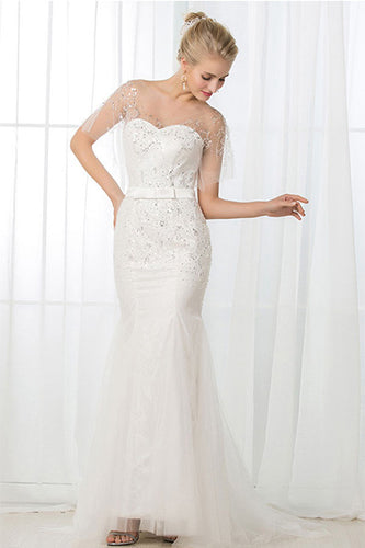 Sweetheart Trumpet Beading Wedding Dresses