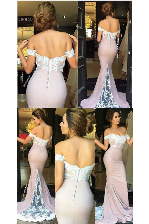 Elegant Off-the-shoulder Mermaid Prom/Evening Dresses with Lace Applique