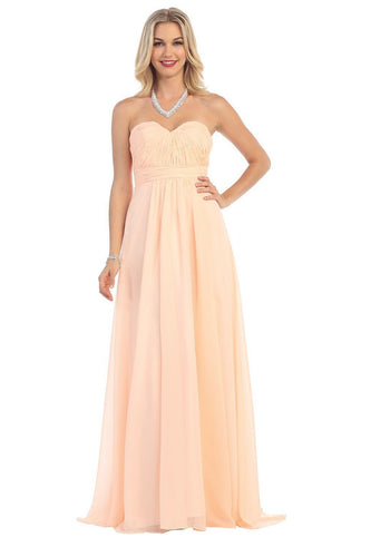 Strapless Sweetheart Ruched Long Chiffon Lace-up Bridesmaids Dresses