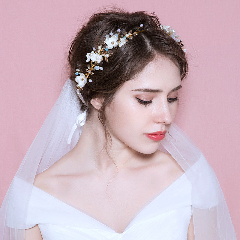 Pearl Handflower Bridal Headpiece