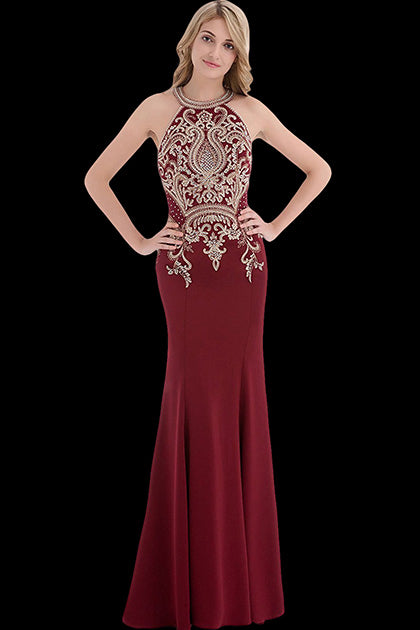 Mermaid Halter Sleeveless Beading Long Evening Dresses