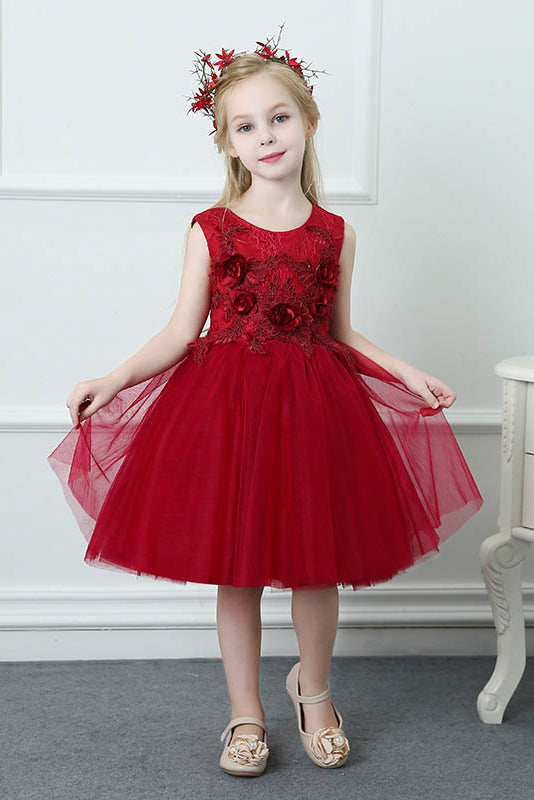 Scoop Flowers Knee-Length Tulle Flower Girl Dresses