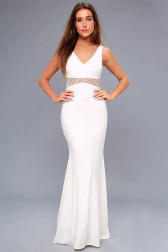 V-Neck Sheath Floor-Length Maxi Dresses