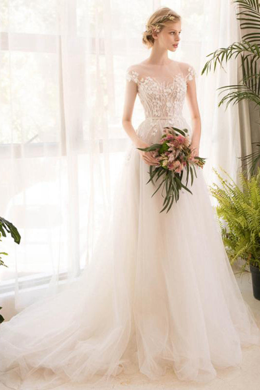 Embroidered Organza Wedding Dresses with Applique