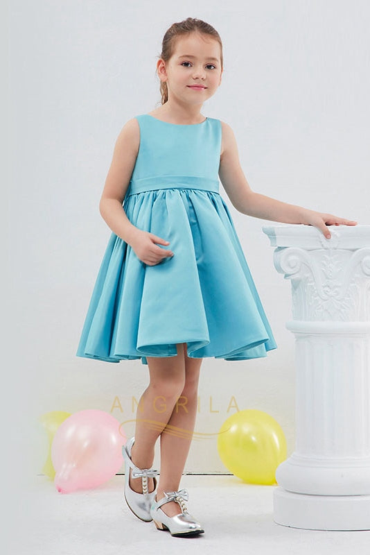 A-Line Sleeveless Knee-Length Flower Girl Dresses with Bow