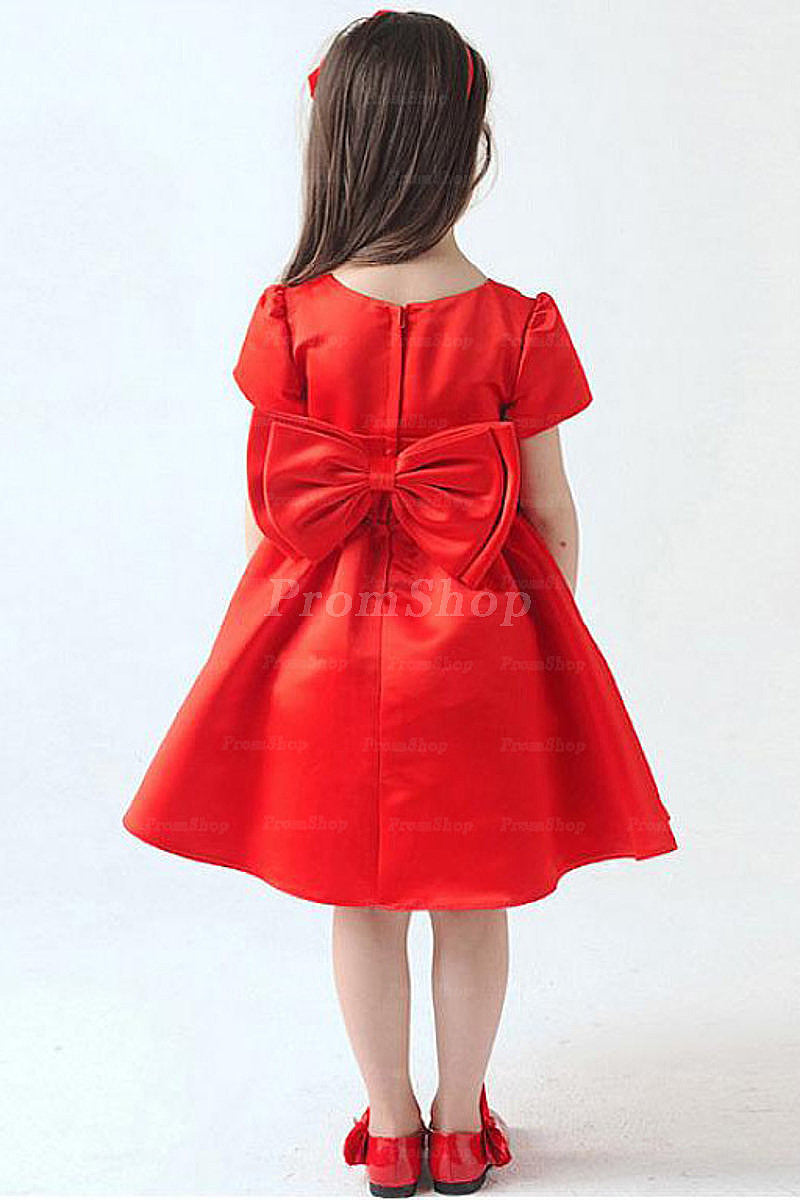 Remarkable Zipper Natural Bow Tie Knee-length Flower Girl Dresses