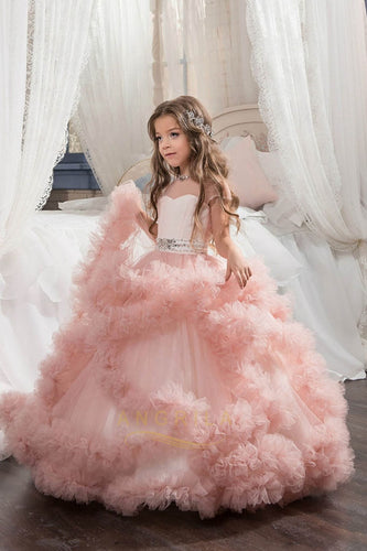 Ball Gown Tulle Floor-length Layers Flower Girls Dresses