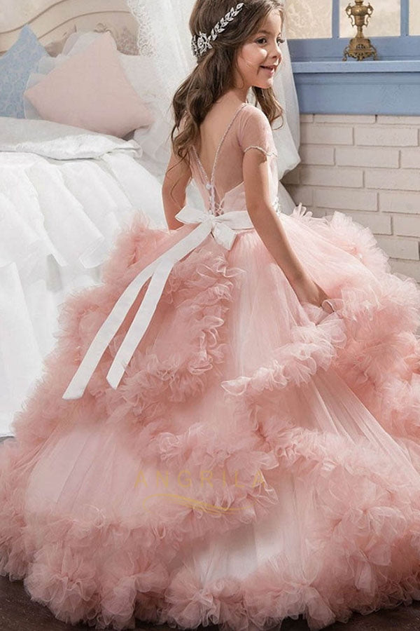 Ball Gown Tulle Floor-length Layers Flower Girls Dresses